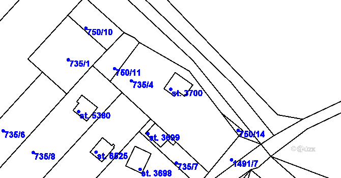 Parcela st. 3700 v KÚ Třebíč, Katastrální mapa