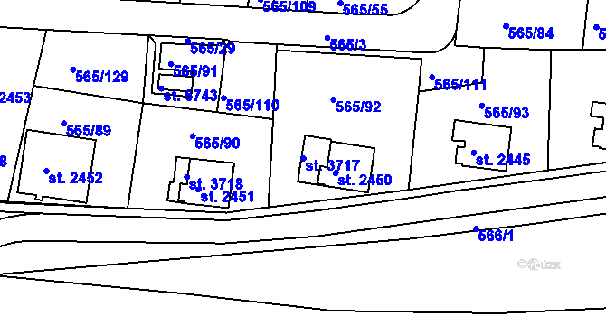 Parcela st. 3717 v KÚ Třebíč, Katastrální mapa