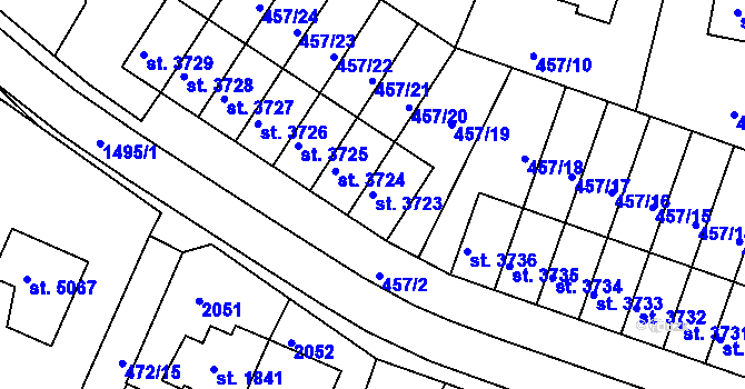 Parcela st. 3723 v KÚ Třebíč, Katastrální mapa