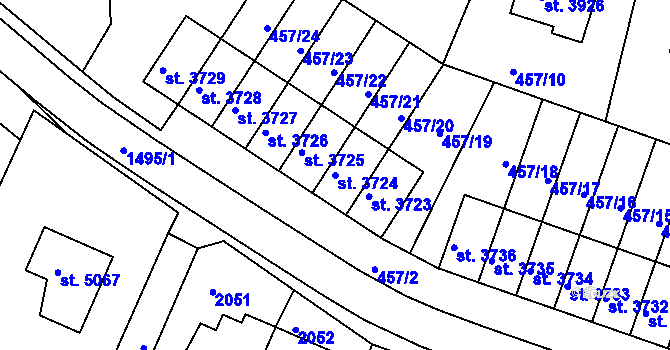 Parcela st. 3724 v KÚ Třebíč, Katastrální mapa