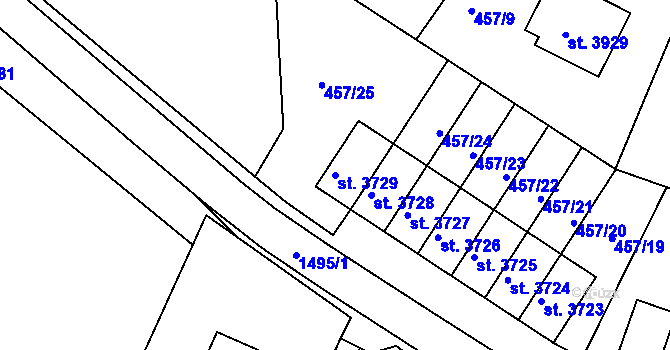 Parcela st. 3729 v KÚ Třebíč, Katastrální mapa