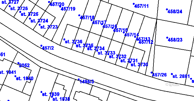 Parcela st. 3733 v KÚ Třebíč, Katastrální mapa
