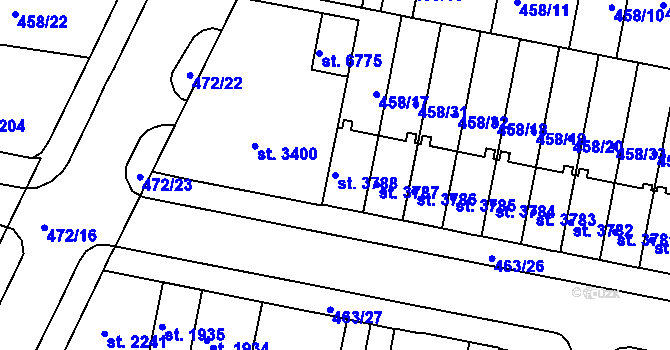 Parcela st. 3788 v KÚ Třebíč, Katastrální mapa