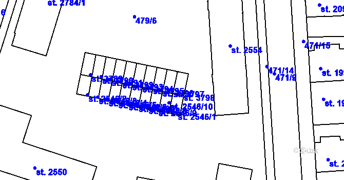 Parcela st. 3797 v KÚ Třebíč, Katastrální mapa