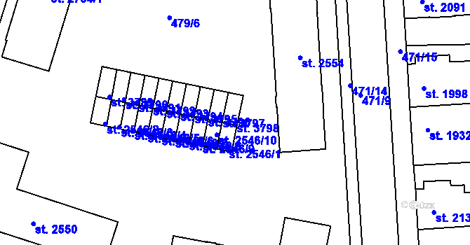 Parcela st. 3798 v KÚ Třebíč, Katastrální mapa