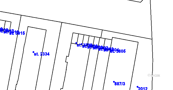 Parcela st. 3801 v KÚ Třebíč, Katastrální mapa