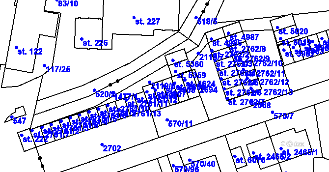 Parcela st. 3808 v KÚ Třebíč, Katastrální mapa