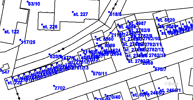 Parcela st. 3809 v KÚ Třebíč, Katastrální mapa