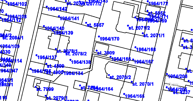 Parcela st. 3909 v KÚ Třebíč, Katastrální mapa