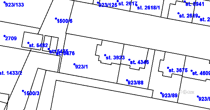 Parcela st. 3923 v KÚ Třebíč, Katastrální mapa
