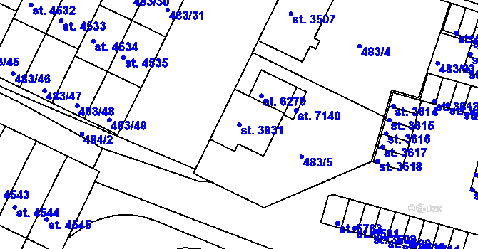 Parcela st. 3931 v KÚ Třebíč, Katastrální mapa