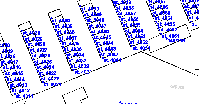 Parcela st. 4042 v KÚ Třebíč, Katastrální mapa
