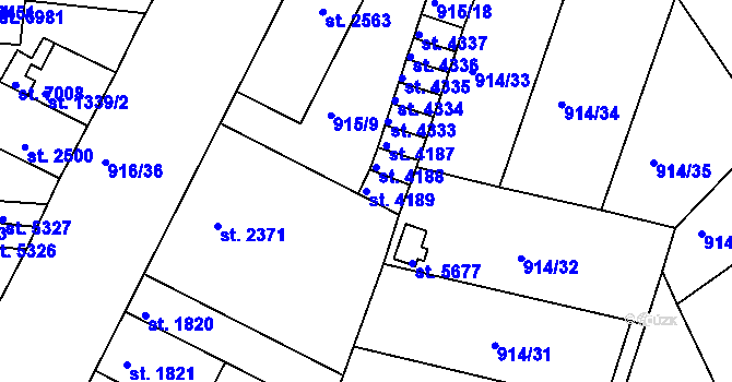 Parcela st. 4189 v KÚ Třebíč, Katastrální mapa