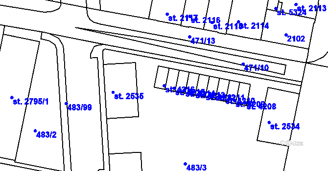 Parcela st. 4216 v KÚ Třebíč, Katastrální mapa