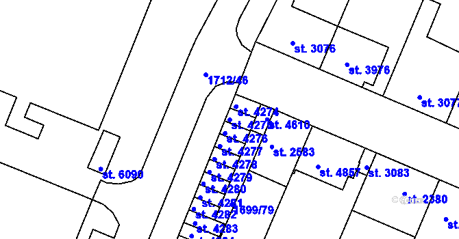 Parcela st. 4275 v KÚ Třebíč, Katastrální mapa