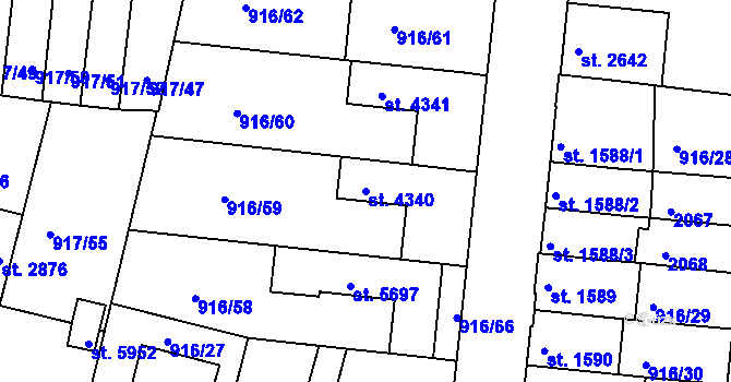 Parcela st. 4340 v KÚ Třebíč, Katastrální mapa