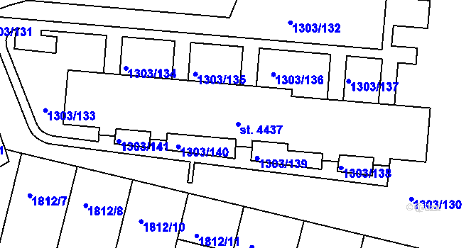 Parcela st. 4437 v KÚ Třebíč, Katastrální mapa