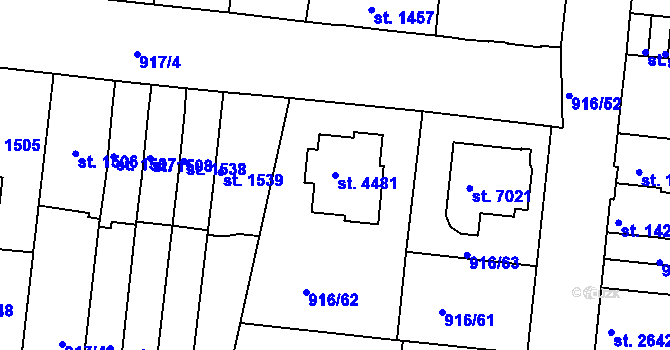 Parcela st. 4481 v KÚ Třebíč, Katastrální mapa
