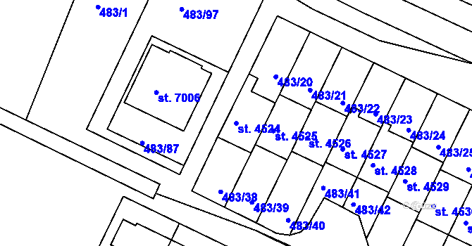 Parcela st. 4524 v KÚ Třebíč, Katastrální mapa