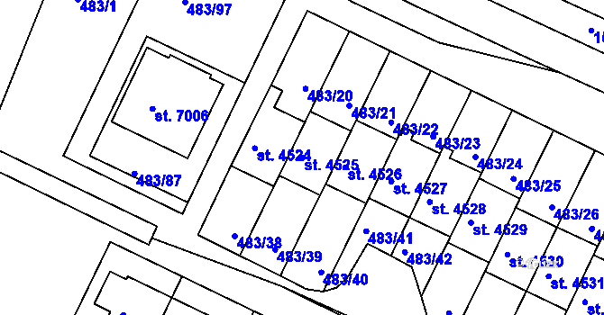 Parcela st. 4525 v KÚ Třebíč, Katastrální mapa