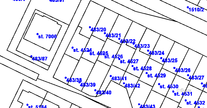 Parcela st. 4526 v KÚ Třebíč, Katastrální mapa