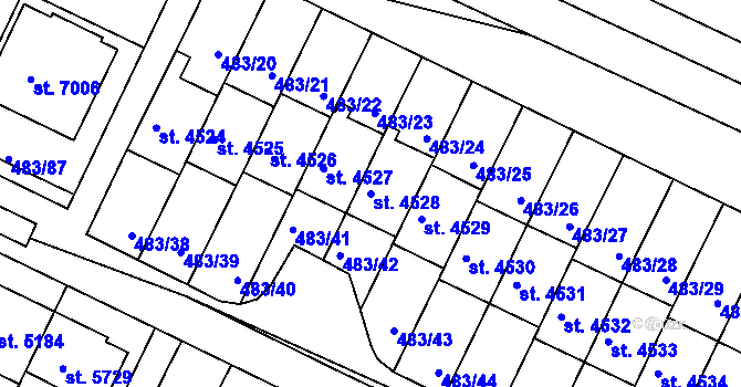 Parcela st. 4528 v KÚ Třebíč, Katastrální mapa