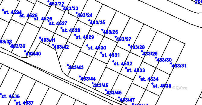 Parcela st. 4531 v KÚ Třebíč, Katastrální mapa