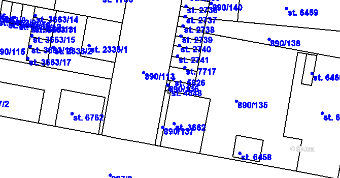 Parcela st. 4548 v KÚ Třebíč, Katastrální mapa