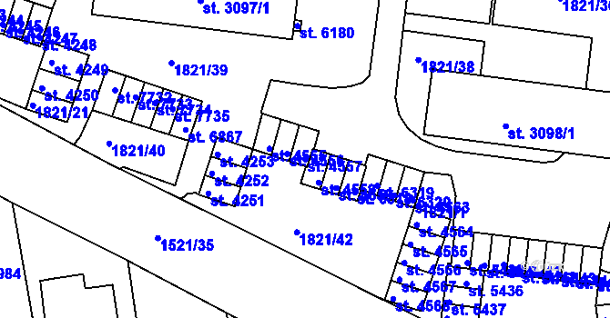 Parcela st. 4557 v KÚ Třebíč, Katastrální mapa