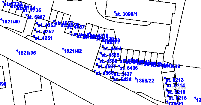 Parcela st. 4565 v KÚ Třebíč, Katastrální mapa