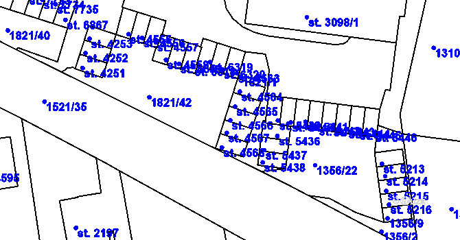 Parcela st. 4566 v KÚ Třebíč, Katastrální mapa