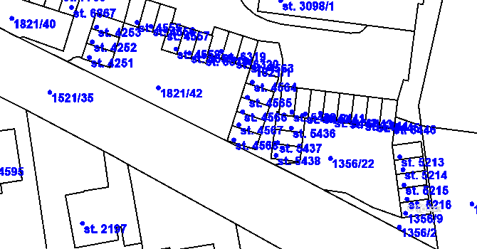 Parcela st. 4567 v KÚ Třebíč, Katastrální mapa