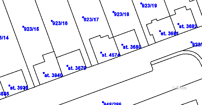 Parcela st. 4574 v KÚ Třebíč, Katastrální mapa