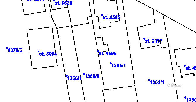 Parcela st. 4596 v KÚ Třebíč, Katastrální mapa