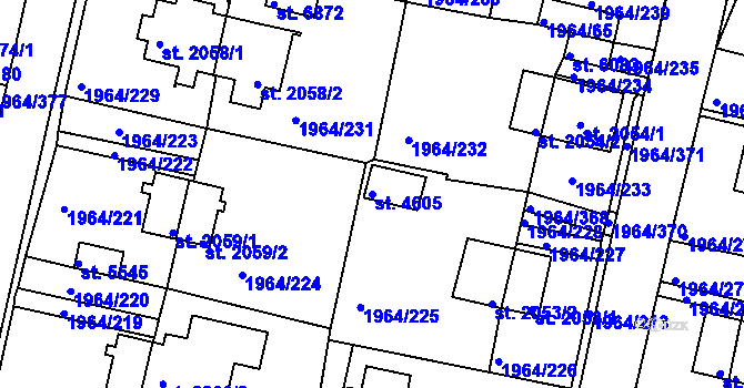 Parcela st. 4605 v KÚ Třebíč, Katastrální mapa