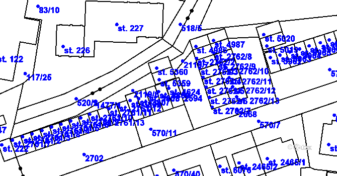 Parcela st. 4624 v KÚ Třebíč, Katastrální mapa