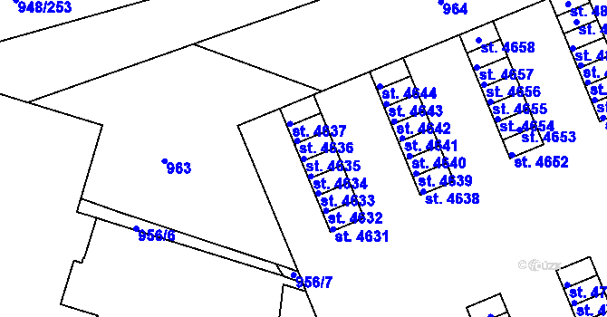 Parcela st. 4635 v KÚ Třebíč, Katastrální mapa