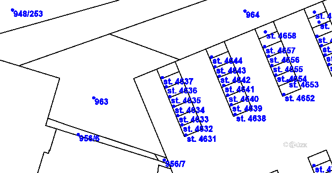 Parcela st. 4636 v KÚ Třebíč, Katastrální mapa