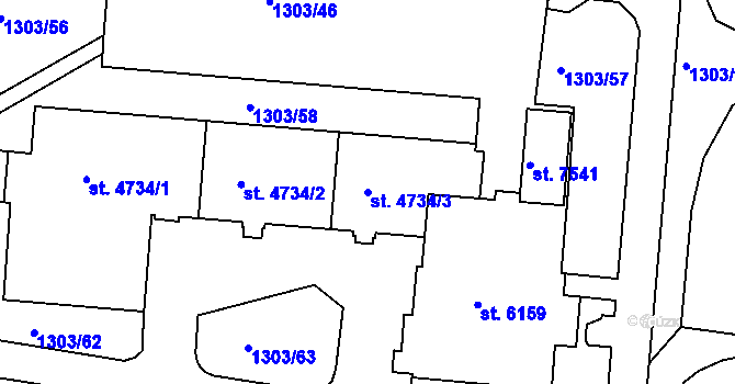 Parcela st. 4734/3 v KÚ Třebíč, Katastrální mapa