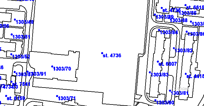 Parcela st. 4736 v KÚ Třebíč, Katastrální mapa