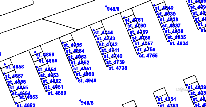 Parcela st. 4740 v KÚ Třebíč, Katastrální mapa
