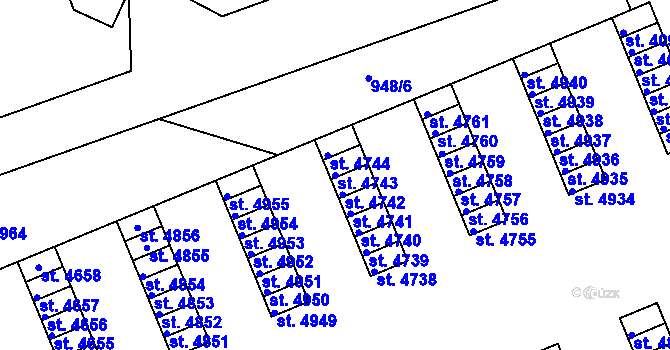 Parcela st. 4743 v KÚ Třebíč, Katastrální mapa