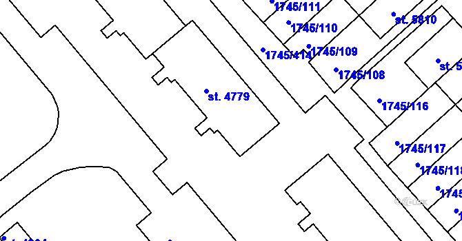 Parcela st. 4779 v KÚ Třebíč, Katastrální mapa