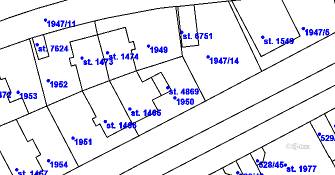 Parcela st. 4869 v KÚ Třebíč, Katastrální mapa