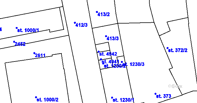 Parcela st. 4942 v KÚ Třebíč, Katastrální mapa