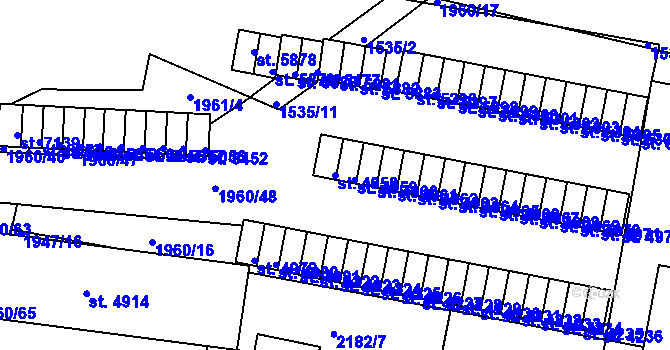 Parcela st. 4958 v KÚ Třebíč, Katastrální mapa