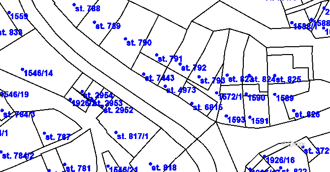 Parcela st. 4973 v KÚ Třebíč, Katastrální mapa