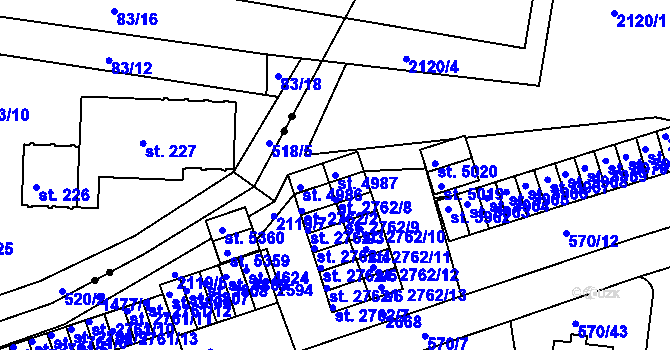 Parcela st. 4987 v KÚ Třebíč, Katastrální mapa