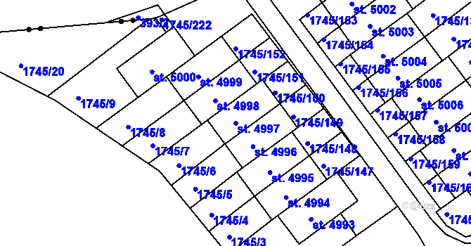 Parcela st. 4997 v KÚ Třebíč, Katastrální mapa