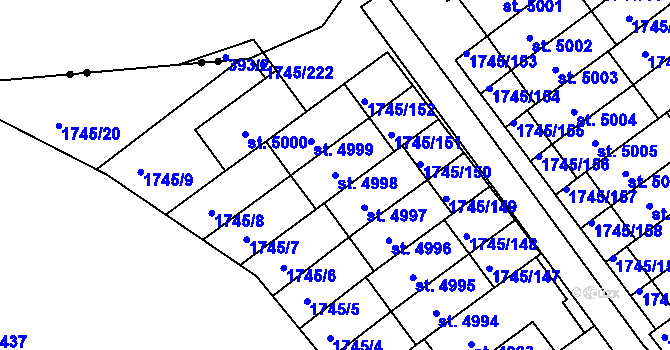 Parcela st. 4998 v KÚ Třebíč, Katastrální mapa